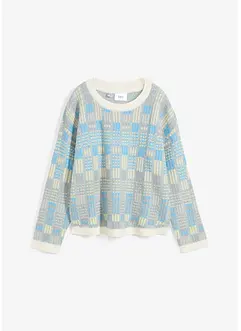 Pull col rond avec motif à carreaux, bonprix