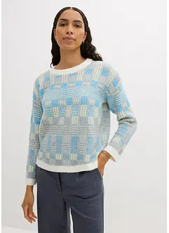 Pull col rond avec motif à carreaux, bonprix