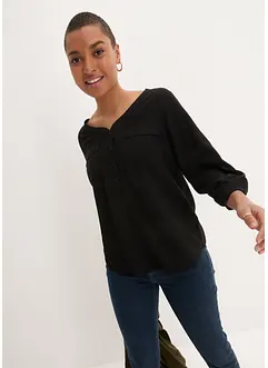 Blouse fluide à col en V et manches longues, bonprix