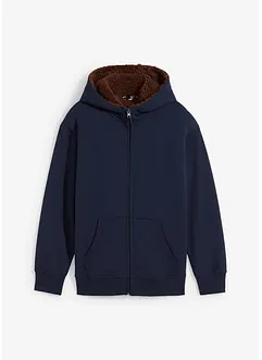 Sweat zippé pour garçon, avec capuche à doublure peluche, bonprix