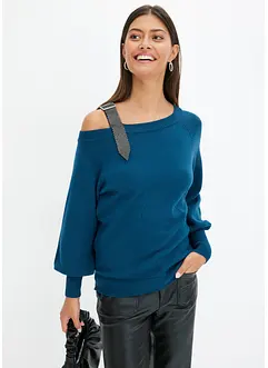 Pull une épaule avec strass, bonprix