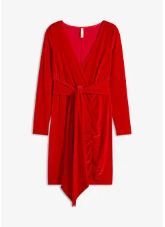 Robe courte drapée en velours doux, bonprix