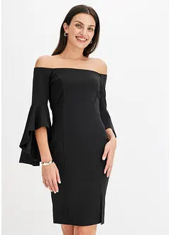 Robe à encolure Bardot et manches volantées, bonprix