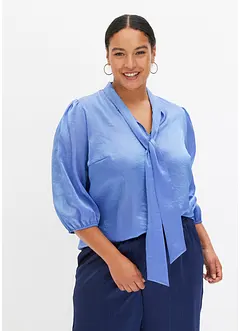 Blouse à lavallière, aspect verni, bonprix