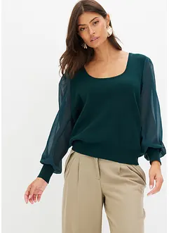 Pull avec manches en crêpe, bonprix