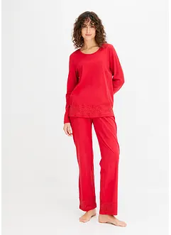 Pyjama en coton doux rehaussé de dentelle, bonprix