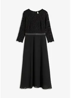 Robe midi en mousseline légère avec haut en dentelle, bonprix