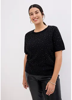 Pull à strass, manches longueur coude, bonprix