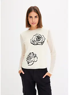 T-shirt en mesh à imprimé floqué, bonprix