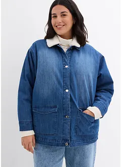 Veste en jean à col peluche, rembourré, bonprix