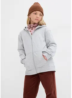 Sweat zippé à capuche en matière douce, bonprix