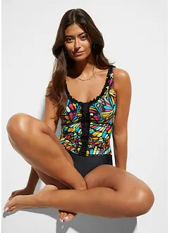 Maillot 1 pièce sculptant, maintien fort, avec volants, bonprix