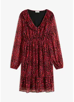 Robe en mesh imprimé à volants, bonprix