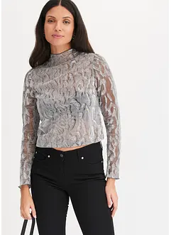 T-shirt manches longues à détails brillants, bonprix