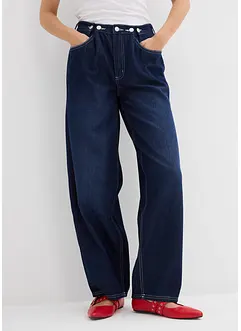 Jean balloon taille mi-haute, avec boutons, toile ultra-douce, bonprix