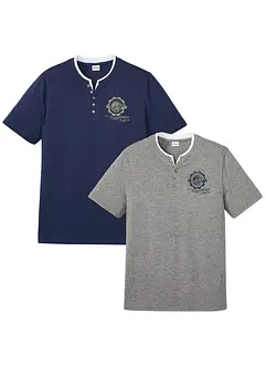 Lot de 2 t-shirts col tunisien 100 % coton, bonprix