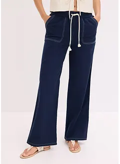 Pantalon en twill léger avec cordon et coutures contrastantes, bonprix