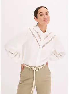 Chemisier avec lin et empiècements en crochet, bonprix
