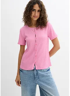 T-shirt texturé et boutonné, bonprix