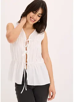 Blouse sans manches à volants et nouettes, bonprix