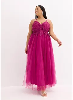 Robe longue en tulle délicat avec dentelle, bonprix