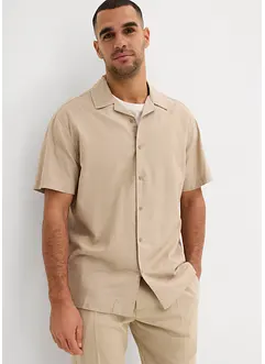 Chemise manches courtes en lin majoritaire, ample, bonprix