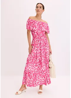Robe midi col Bardot en viscose extensible, bonprix