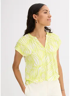 T-shirt col tunisien en viscose mélangée, bonprix