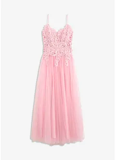 Robe longue en tulle délicat avec dentelle, bonprix