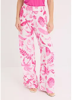 Pantalon large imprimé en viscose texturée, bonprix