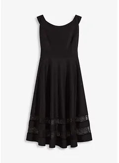 Robe col Bardot avec dentelle et ceinture, bonprix