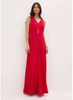 Robe en crêpe avec jupe plissée et détail boucle sur la ceinture, bonprix