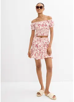 Blouse à encolure Bardot, 100% coton, bonprix