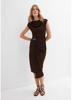 Robe midi côtelée avec drapé, bonprix