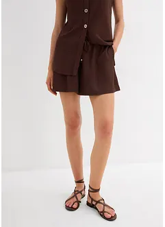 Short en crêpe texturé avec taille élastiquée, bonprix