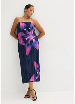 Robe bustier plissée en satin brillant, bonprix