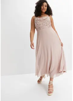 Robe à fines bretelles et haut à sequins brodés, bonprix