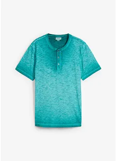 T-shirt col tunisien en 100% coton, aspect délavé, bonprix