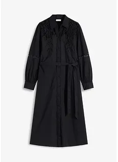 Robe midi en coton avec empiècement dentelle, bonprix