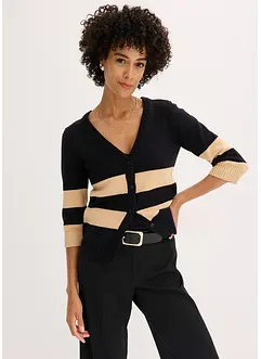 Gilet rayé en maille de coton, bonprix