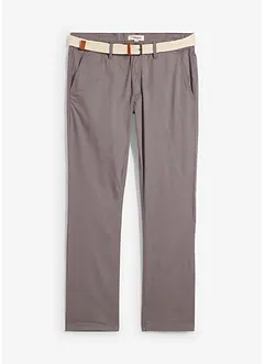 Pantalon chino droit avec taille élastique et ceinture, regular, bonprix