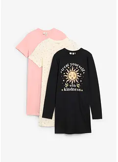 Lot de 3 chemises de nuit 100% coton, bonprix