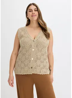 Gilet sans manches en maille ajourée, bonprix