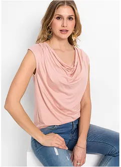 T-shirt col bénitier en viscose extensible, bonprix