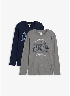 Lot de 2 T-shirts manches longues 100% coton, bonprix