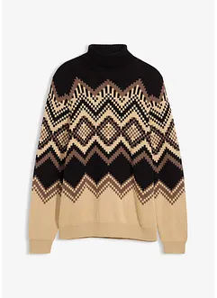 Pull col roulé doux à motif ikat, bonprix