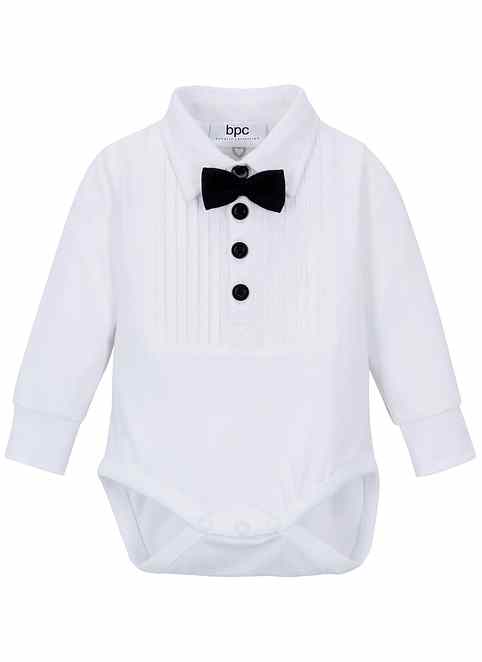 Body Bebe Manches Longues Coton Bio Blanc Nœud Noir Body Bebe Manches Longues Coton Bio Blanc Nœud Noir