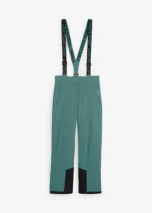 Pantalon De Ski Imperméable Avec Pare-neige Et Bretelles Amovibles, Loose - Gris Vert
