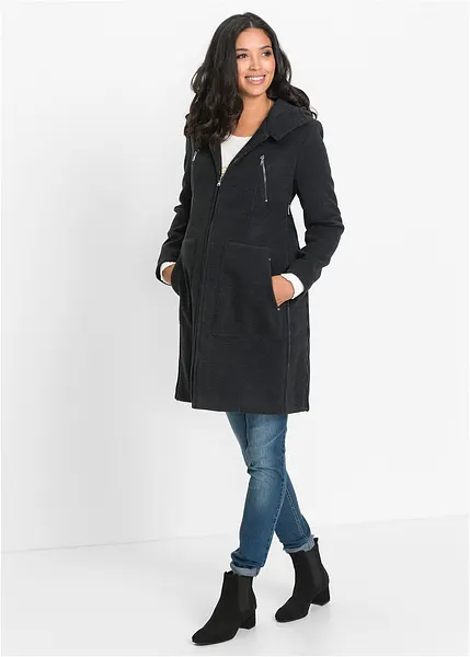 Manteau de grossesse basique avec cordon de serrage anthracite chine