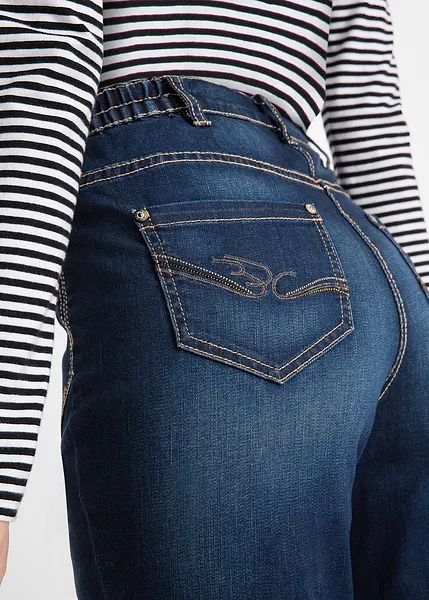 Jean stretch mode taille haute elastiquee sur les cotes